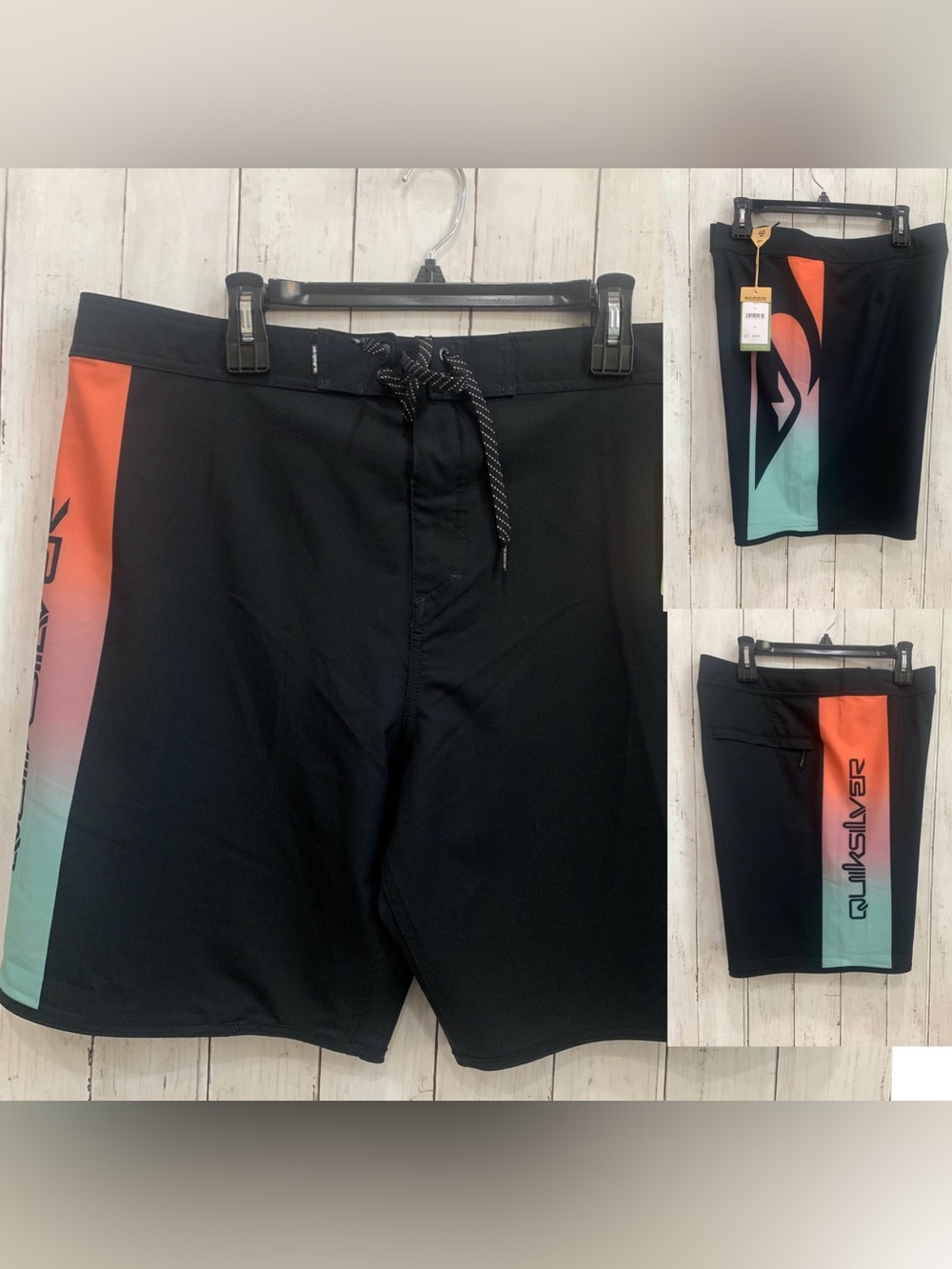 Quiksilver Men's Surfsilk 20" Mid  Length Board Shorts Size 40 Black PFC Coating